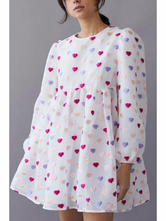 Sister Jane Dresses & Skirts - SOLD Sister Jane Irina Heart Embroidered Jacquard Mini Babydoll Dress XS